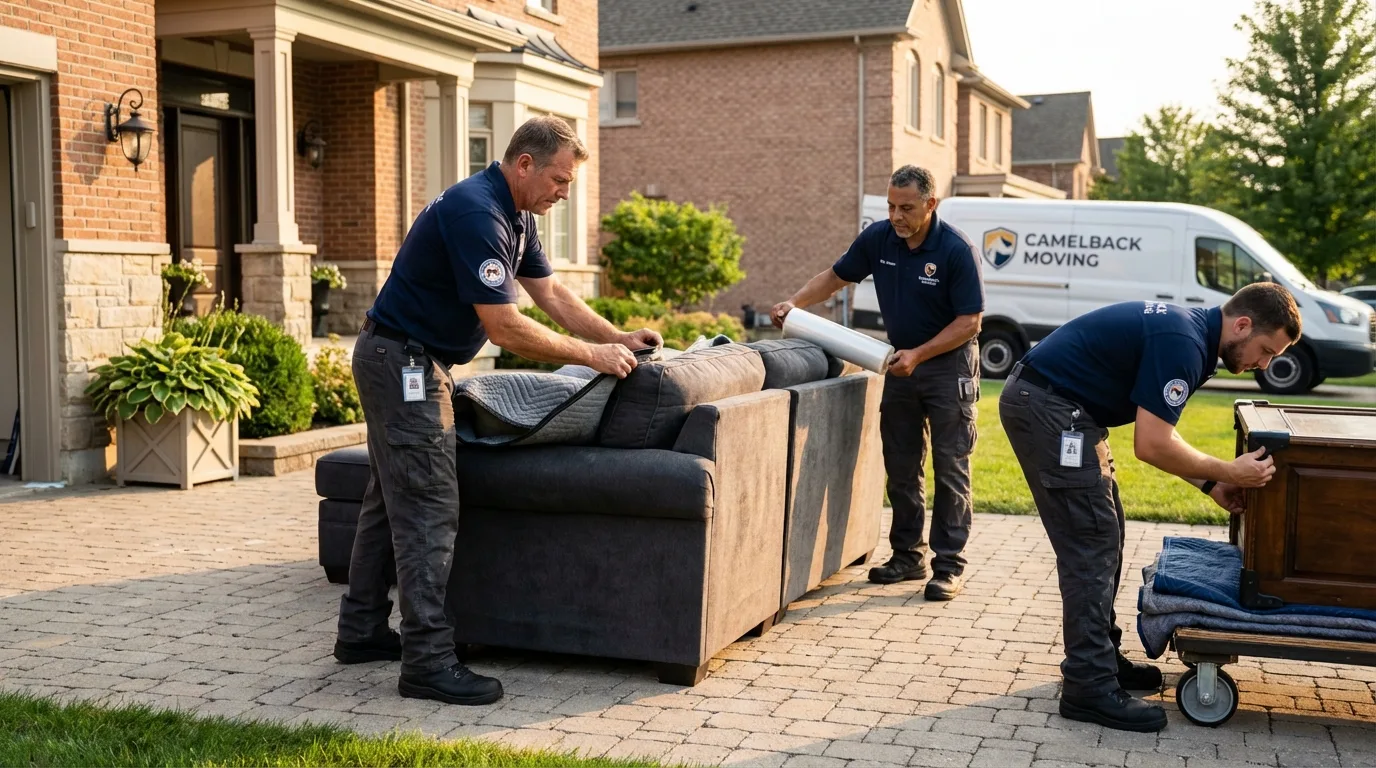 Large estate moving crew wrapping furniture in Oviedo, FL
